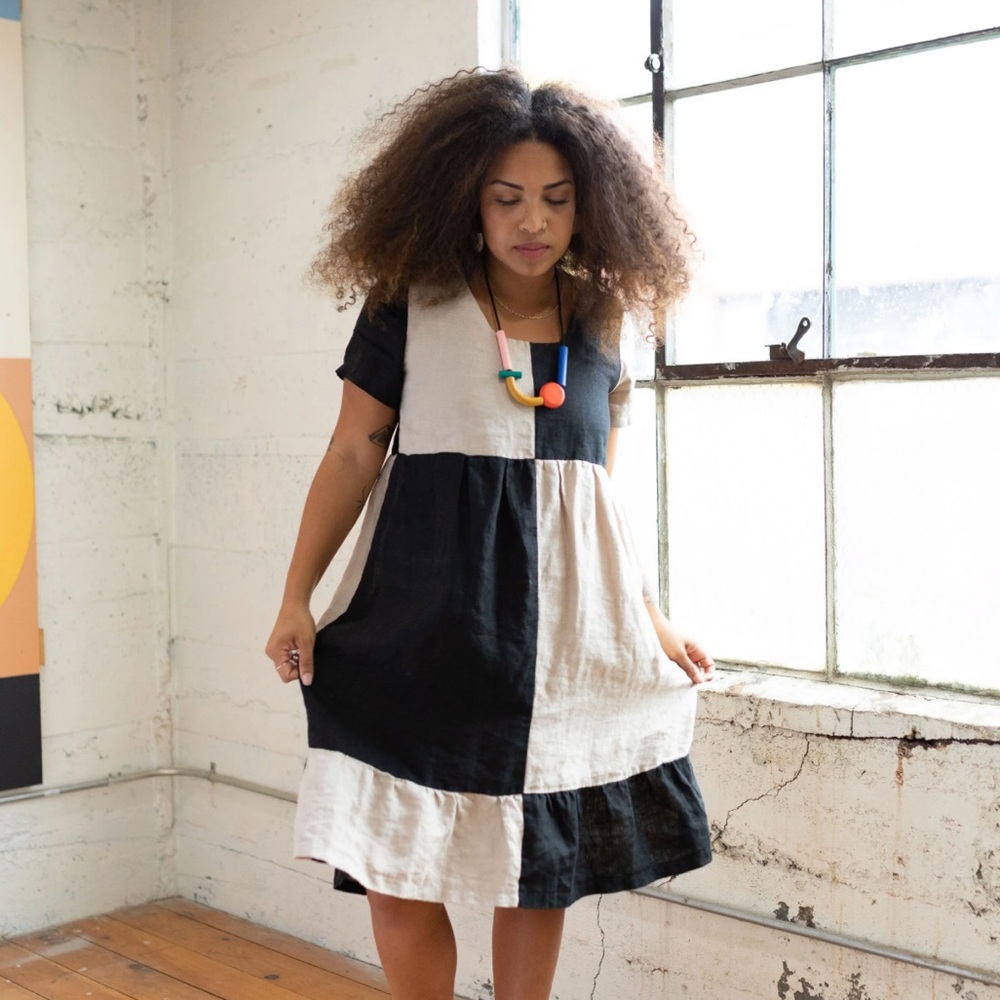 Ersa Fibers Billie black & white midi dress - XL